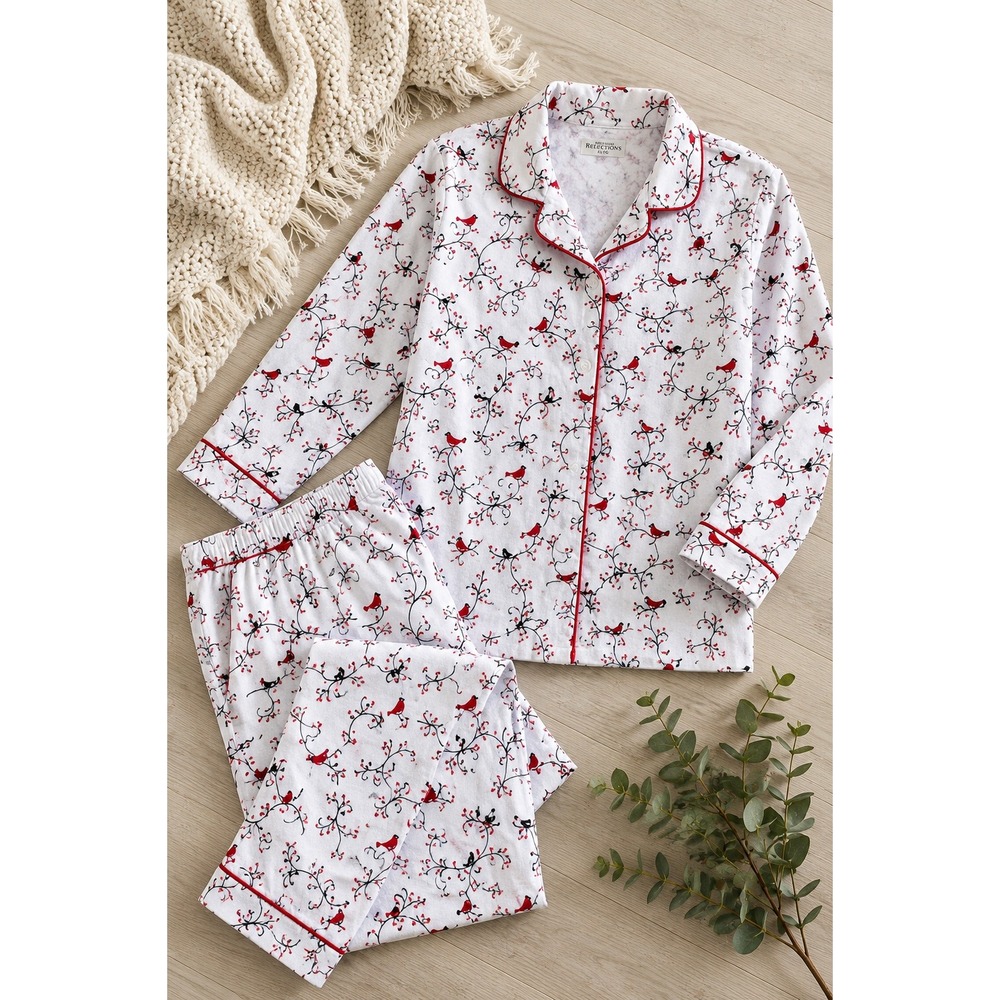 Northern‎ Reflections Cotton Flannel Pajama Set Birds Sz XL Cabincore Loungewear